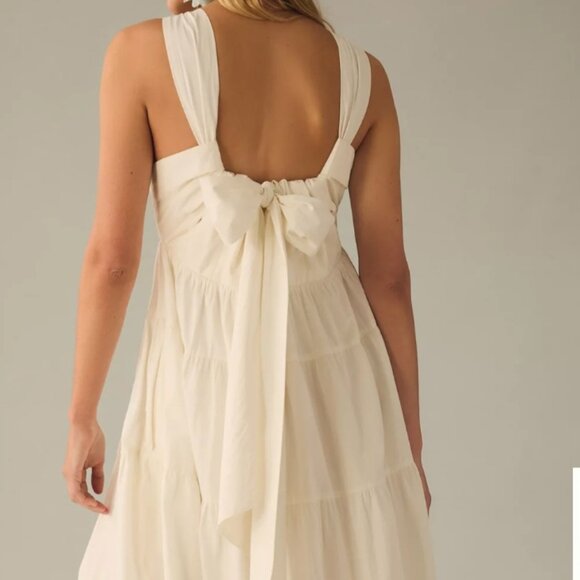 Anthropologie Forever That Girl Tiered Ruched Back Bow Maxi Dress - Picture 4 of 11
